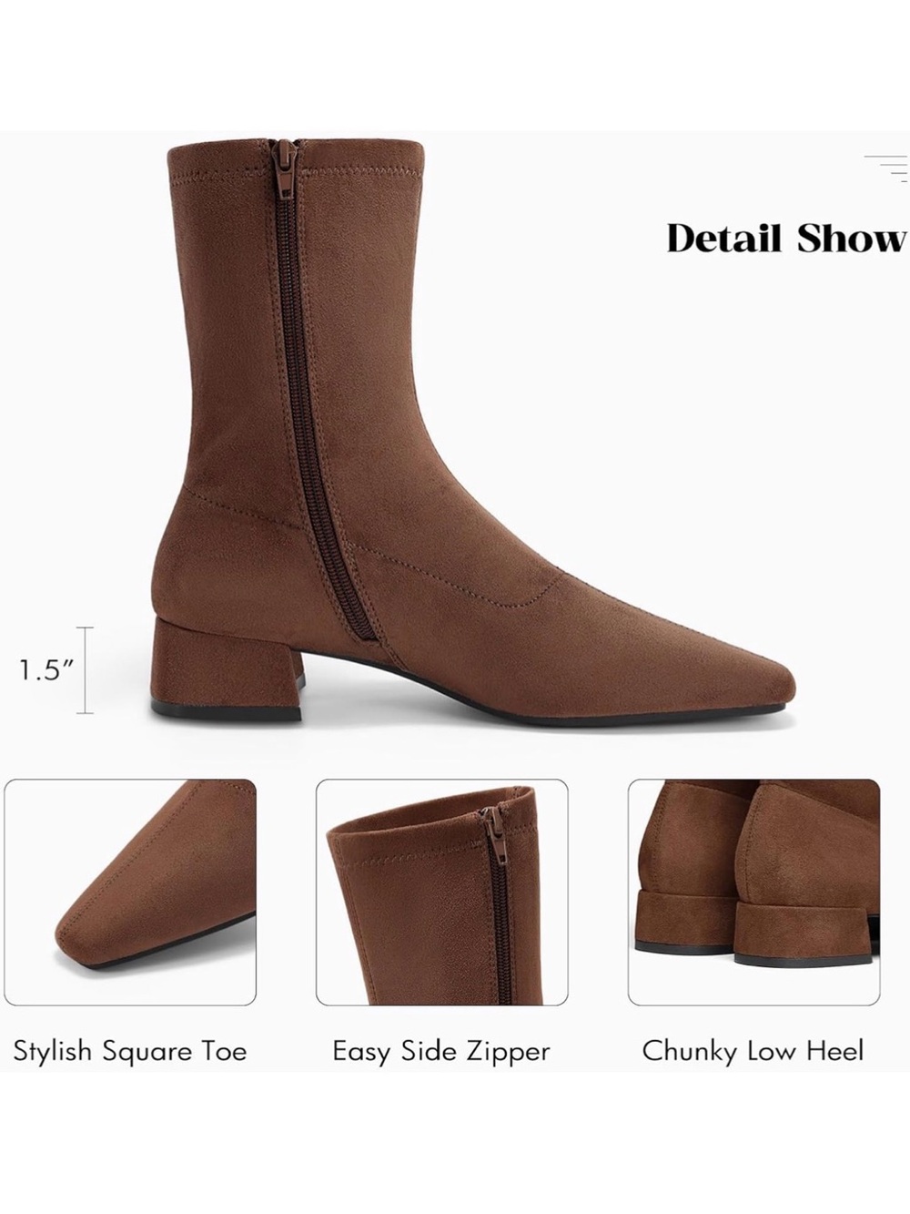 Women's boots with low, chunky heels - Picture 5 of 6